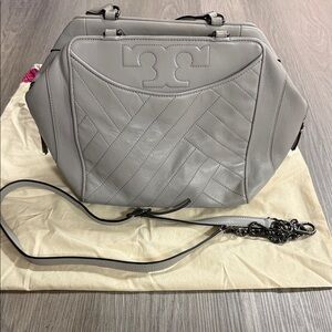 Like new Tory Burch Gray Leather Handbag